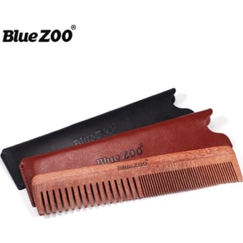 Natural Wooden Comb with Leather Bag Durable Wide and Fine Teeth Full Size 7" Combination Comb Hair and Beard COMB Grooming