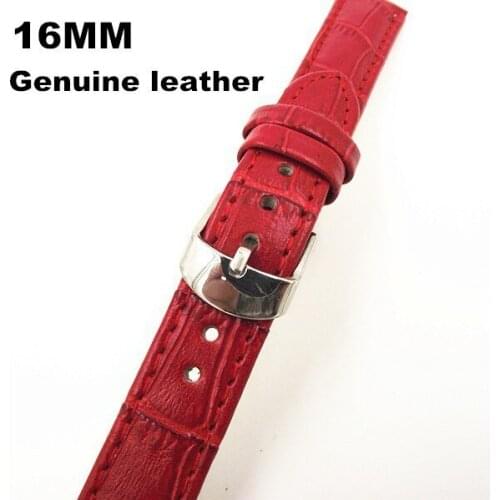 10PCS High quality 16MM genuine leather Watch band watch strap red color-08055