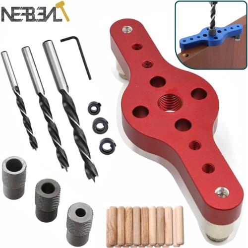 Woodworking Self-centering Vertical Pocket Hole Jig 6/8/10mm Drilling Locator Dowelling Self Centering Drill Guide Hole Puncher