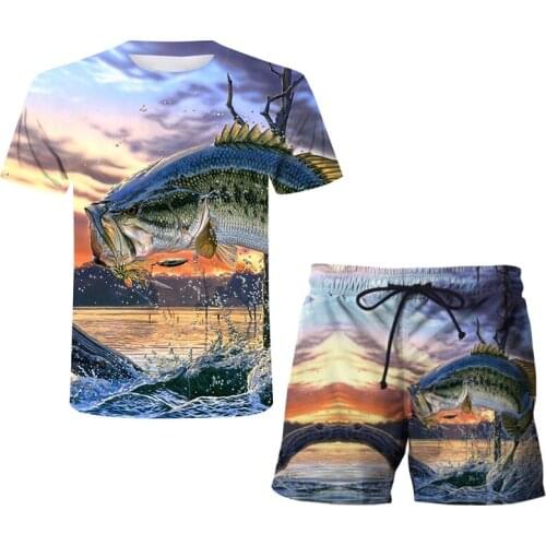 Mens shorts summer womens universal short-sleeved lace-up pants suit 3D printing fishing Harajuku T-shirt outdoor sportswear