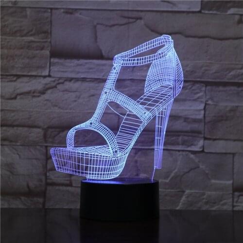 High-heeled Shoes 3D Decor Nightlight Table Desk 7 Colors Remote Night Lamp Child Beedroom Night Light Decor Nightlight LED Gift