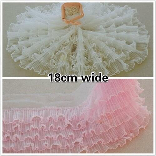 Trendy Five-layer Mesh Ruffled Pleated Lace Girl Doll Cuffs Bodice Lengthened Fluffy Skirt Hem Sewing Decoration DIY Accessories