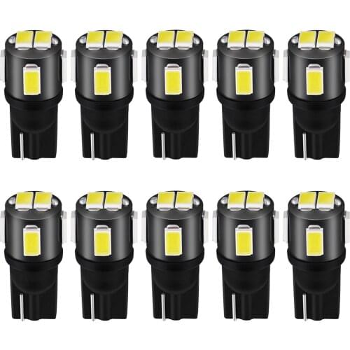10Pcs W5W LED T10 Led 168 194 LED Bulbs 5630 6SMD Car Side Marker Light License Plate Lamp White 12V 6000K High Quality