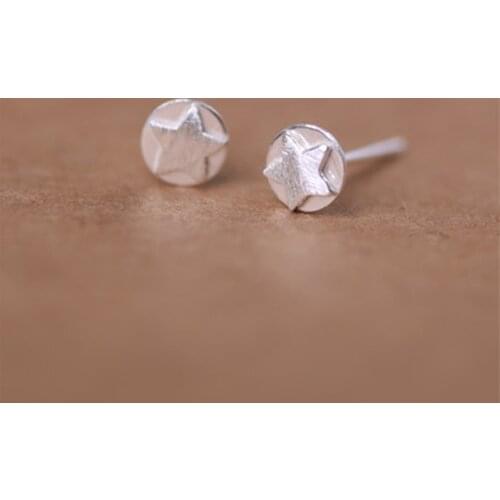 100% 925 Solid Real Sterling Silver Jewelry Star Stud Earring For Women Girl Lady Wedding pendientes