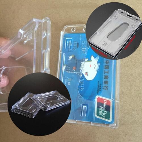 2 Pcs NEW Fashion Transparent Sale Design Double Card Acrylic Plastic ID Badge Card Holder Cover Case Business Card Holder