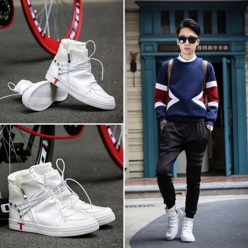 2020 fashion for white casuales top shoes sneaker sport sapato high hightop Casual mens causal zapatos 39 Male leather slip de