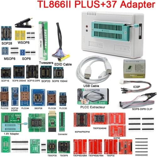 2021 TL866II Plus with 37 adapter XGECU 100% Original Minipro TL866ii Plus + 37 Adapters EEPROM Universal Bios USB programmer
