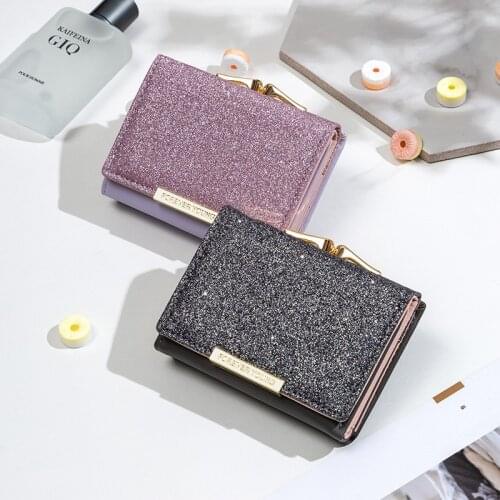 2020 Women Shiny Wallet Three Fold Wallets cartera mujer Ladies Coin Pocket Womens Purse Simple Clutch Bag portefeuille femme