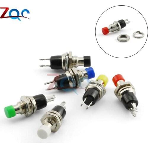 5pcs PBS-110 7mm Thread Multicolor 2 Pins Momentary Mini Lockless Momentary Push Button Switch on off for RC Toy
