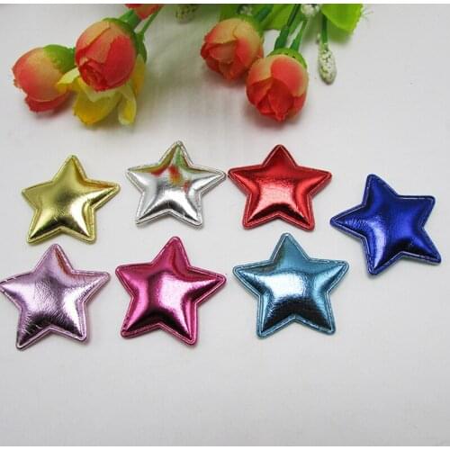 50pcs 3.5cm Padded Glitter Cloth Star Applique for DIY Hat Gloves Clothes Leggings Fabric Sewing Headwear Decoration Patches
