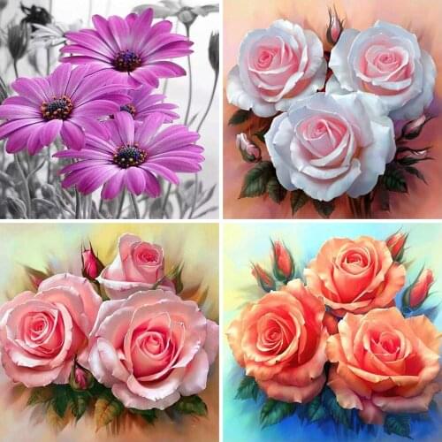 5D DIY Diamond Painting Full Square Flower Rose Cross stitch Diamond Embroidery Flowers Diamond Mosaic Picture of Rhinestones