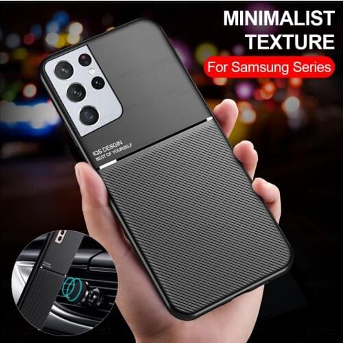 Car Magnetic Holder Silicone Case For Samsung S21 Ultra Case Leather Phone Cover For Samsung Galaxy S21 Plus 5G S 21 S21+ Coque