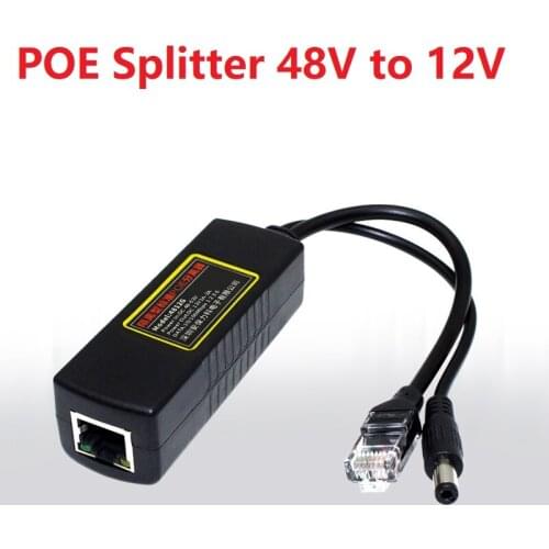 Free Shipping Active PoE Splitter Power Over Ethernet 48V to 12V DC2.5mm Barrel Jacket for IP Camera IEEE802.3af