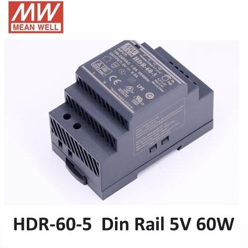 Original MEAN WELL HDR-60-5 5V 32.5W 6.5A meanwell step shape DIN Rail power supply 86-264VAC input 5V DC power supply CE UL CB