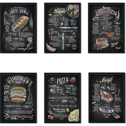 Burger hot dog kitchen Internet Cafe Cafe Western Restaurant Home Decor Art Decor posters quality canvas painting