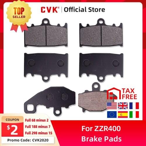CVK 1Set Motorcycle Front and Rear Brake Pads For KAWASAKI ZZ-R 400 ZZR400 (ZX 400 N) 1993-1999 Black Brake Disc Pad Kit