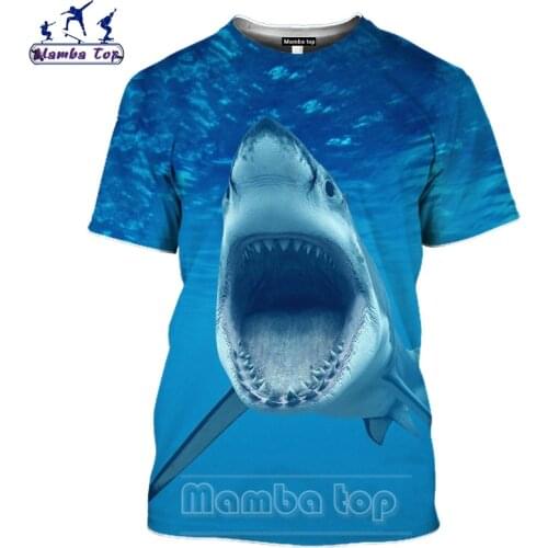 Mamba Top 3D Print Marine Life Blue Shark Tshirt Men Short Sleeve Harajuku Animal Tee Raid Human Swim Terror Coral Women T Shirt