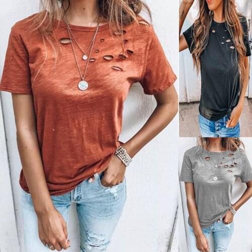 Sexy Summer Women Hole T Shirt 3xl Plus Size Short Sleeve Casual Top Female Fashion O-Neck Solid Black Slim Cotton Tee Oversize