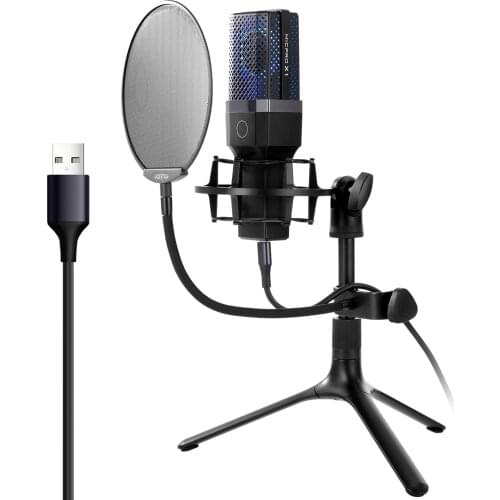 USB Condenser Microphone Set With Tripod Stand Filter For Singing Podcasting Voice Recording Professional Recording Equipment