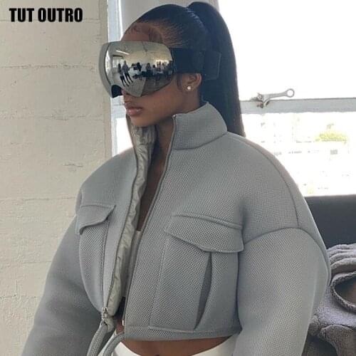 Mesh Plaid Autumn Spring Coat Women Trend Turtleneck Zipper Pocket Crop Jacket Solid Slim Drawstring Female Outerwear Hot