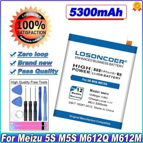 LOSONCOER BA612 5100mAh For Meizu Meizy M6 M5 5S 12M M612Q M5S Battery Good quality battery