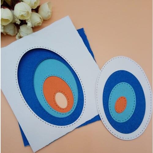 Metal Cutting Dies Oval Double Stitched Sewing Thread Frame Metal Cutting Dies For Scrapbooking Stencils DIY