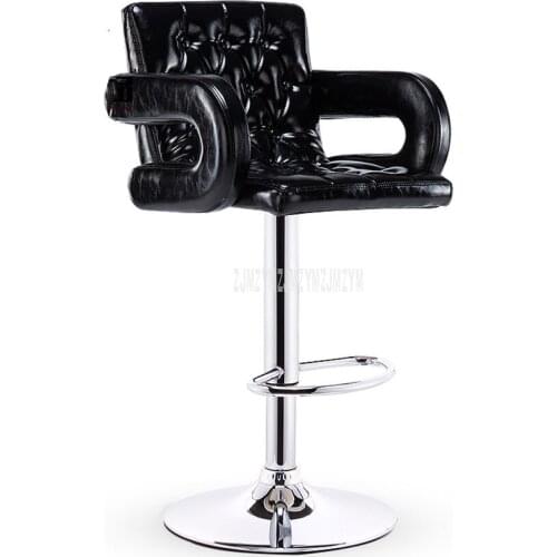 Fashion Modern Bar Counter Chair PU Leather Soft Sponge Seat High Footstool Lifting Swivel Barchair With Backrest and Armrest