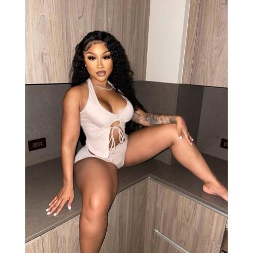 European and American Fashion Womens 2021 Summer New Fashion Solid Color Sexy Strappy Pleated Pants Casual Suit