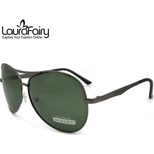 Laura Fairy Classic Polarized Pilot Sunglasses Stainless Steel Double Bridge Design Temple Men Sun Glasses lentes de sol hombre