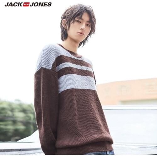 JackJones Mens Vintage Loose Fit Contrasting Striped Unisex Lovers Woolen Sweater Menswear| 219325506