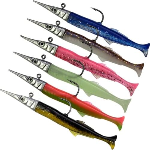 Wokotip Black Minnow Soft Lure JIG Head Minnow 115mm/13.7g Jig Bait Bass Pike Swimbait Artificial Fishing Lure Fishing Tackle