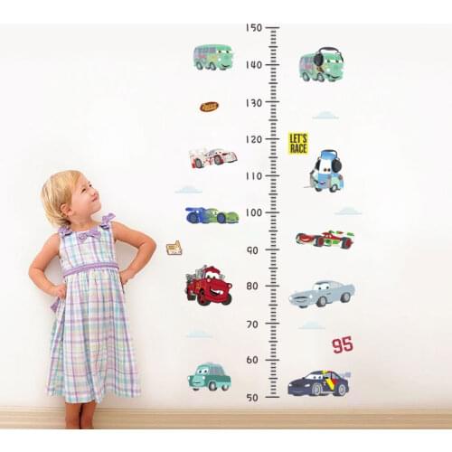 Cartoon Cars 30*90cm Growth Chart Wall Stickers For Kids Rooms Home Decor Disney Height Measure Wall Decals Pvc Mural Art