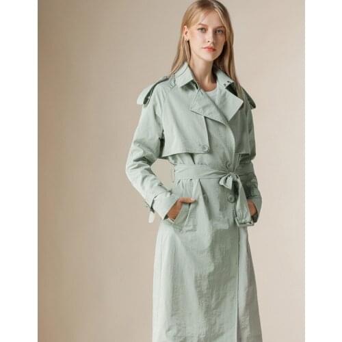 2020 New Fashion Double Breasted Mid-long Trench Coat Women Loose Belt Windbreaker Streetwear Overcoat Abrigos Mujer LX2630