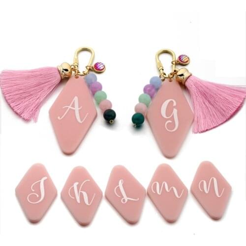 2021 New Trend Creative Letters A To Z Bag Pendant Geometric Keychain Tassel Beads Wild Pendant