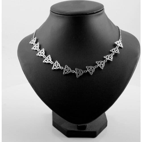 Hollow Trinity Knot Statement Necklace For Women Amulet Jewelry Irish Triangle Necklace Wicca Colar