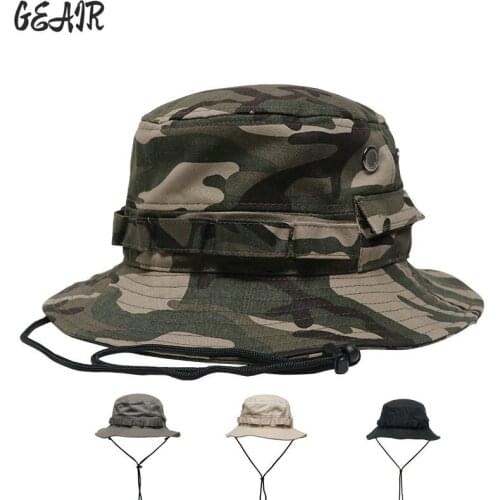 Outdoor Cotton Bucket Cap Fishing Sunscreen Hat Men Women Sunprotection Summer Breathable Fishermans Hat Folding Tour Rope Hat