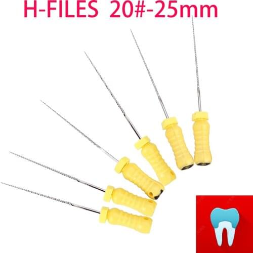 6pcs 20#-25mm Dental Files H Root Canal Dentist Materials Dentistry Instruments Hand Use Stainless Steel H Files