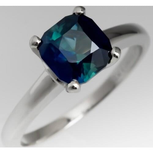 Luxury Gorgeous Women Jewelry Navy Blue Princess Cut Zircon Rings for Wedding Engagement Party Set Gifts Size 6 -10