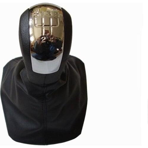 Car Gear Shift Knob With Gear Shift Collars Leather Boot For Skoda Octavia 2 A5 MK2 2004 2005 2006 2007 2008 2009 2010