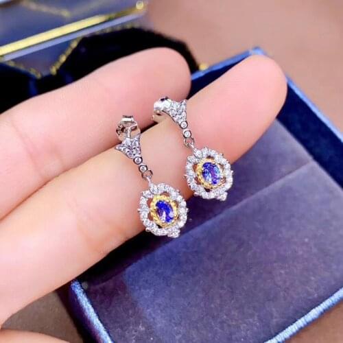 Natural tanzanite stud earrings, beautiful colors, 925 silver exquisite craftsmanship, latest design