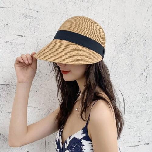 Straw Sun Hats for Women Visors Hat Fishing Fisher Beach Hat UV Protection Cap Black Casual Womens Summer Caps Wide Brim Hat