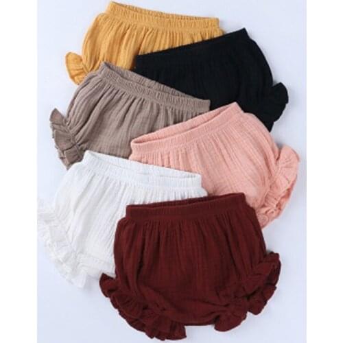 New Baby Fashion Casual Large PP Shorts Summer Infant Solid Color Cotton Linen Bloomers Toddler Girls Bread Pants Trousers