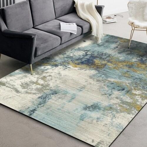 Nordic Modern Carpets Abstract Blue Yellow Ink Painting Tapete Living Room Bedroom Bedside Decor Area Rugs Kitchen Non-Slip Mat