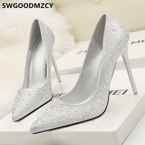 Rhinestone Heels Wedding Shoes Bride Glitter Heels Stiletto Crystal Shoes Extreme High Heels Designer Shoes Women Luxury 2020