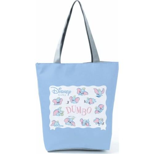 Dumbo Printed Handbag Disney Tote Cartoon Elephant High Capacity Bag Animal Shoulder Bag Green Lady Eco Reusable Shopping Bag