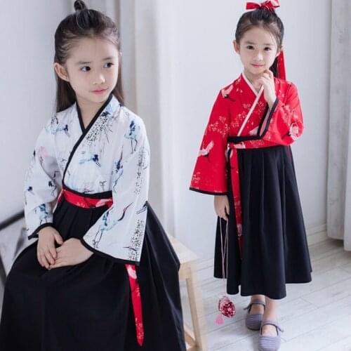 Traditional Chinese Hanfu Girls Tang Suit Princess Dress Performance Dance Outfits Children Chinese Costume Kids Girl