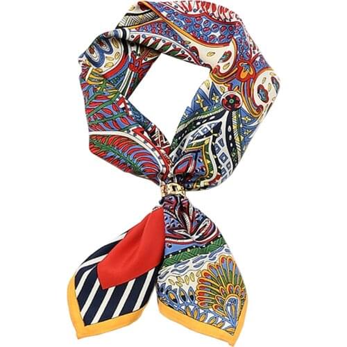 Vintage Spring Womens Scarves Silk Hijab Design Print Little Square Shawl Wraps Bandanas Foulard Hair Ribbon Pashmina Headband