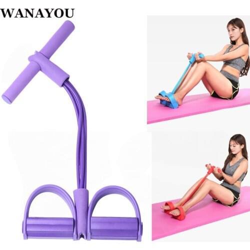 WANAYOU 4 Tube Rower Belly Resistance Bands,Workout Rubber Training Elastic Bands,Puller Pedal Ankle Abdominal Fitness Exerciser