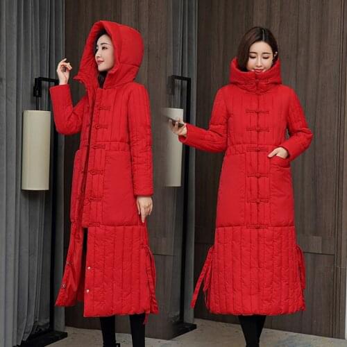 2021 New Winter Women Jacket X-long Hooded Cotton Padded Female Winter Coat Womens Parka High Quality Warm Outwear