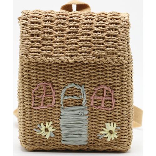 Handmade Mini Womens Backpack Designer Brand Woven Handbag Bohemia Girl Beach Bag Flip Straw Bag Knitted Rural Style Backpacks